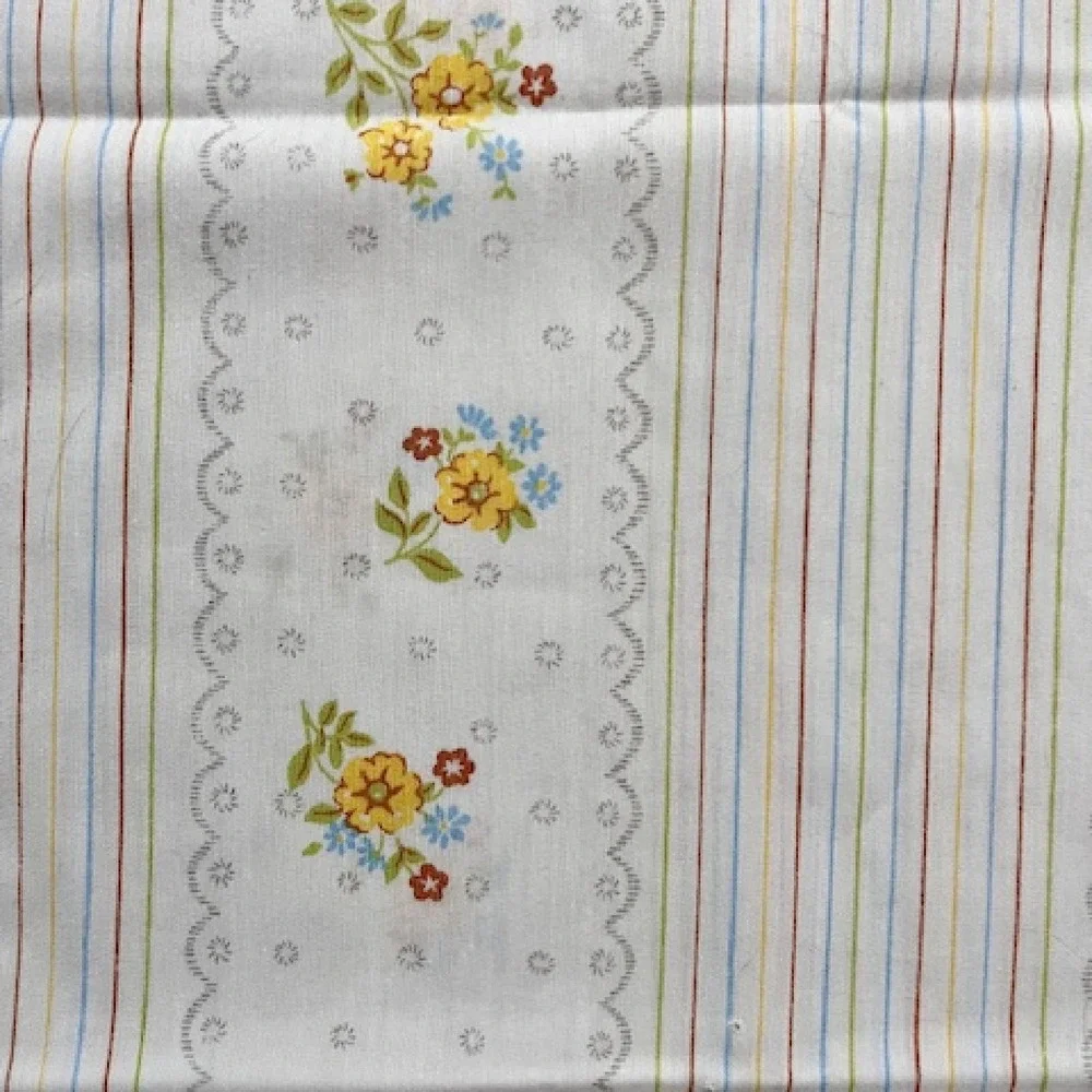 Vintage Thomaston New Era‎ Queen Flat sheet with 2 pillowcases striped floral
